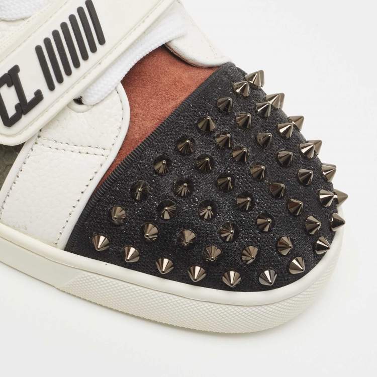 Pre Owned Christian Louboutin Multicolor Leather Lou Spike High Top Sneakers Size 42
