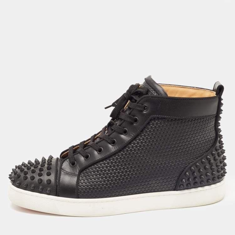 Christian Louboutin Black Suede Louis Junior Spikes Low-Top Sneakers Size  45 Christian Louboutin