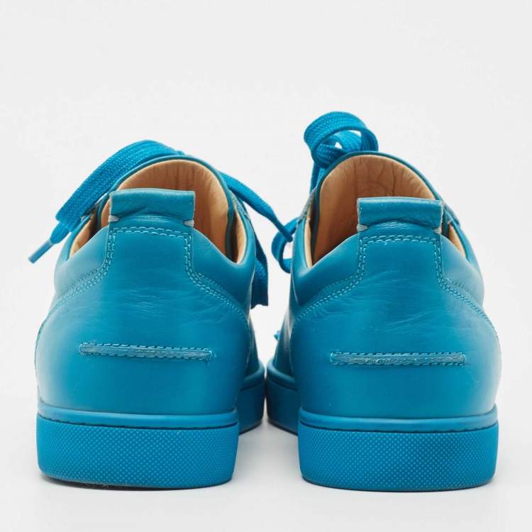 Pre Owned Christian Louboutin Blue Leather Louis Junior Spike Sneakers Size 42.5