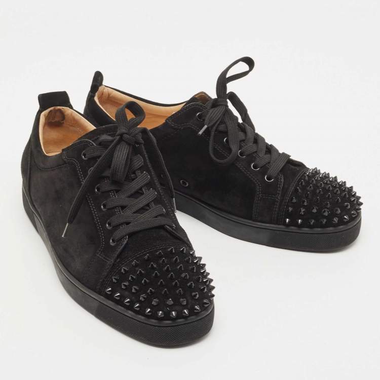 Pre Owned Christian Louboutin Black Suede Louis Junior Spike Sneakers Size 45