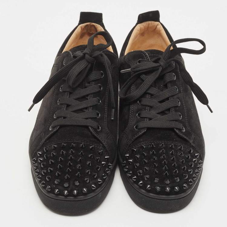 Pre Owned Christian Louboutin Black Suede Louis Junior Spike Sneakers Size 45