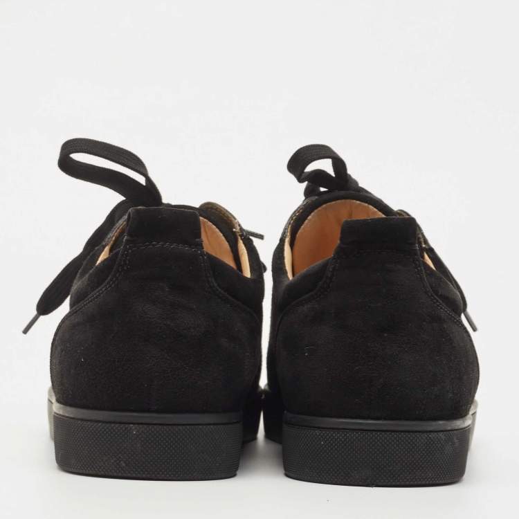 Pre Owned Christian Louboutin Black Suede Louis Junior Spike Sneakers Size 45