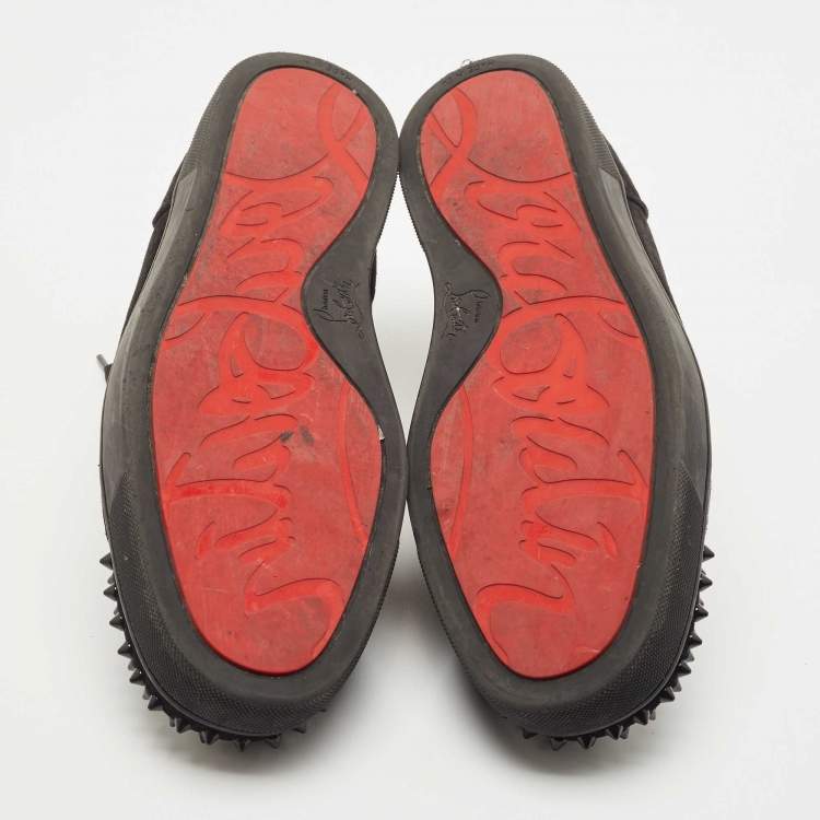 Pre Owned Christian Louboutin Black Suede Louis Junior Spike Sneakers Size 45