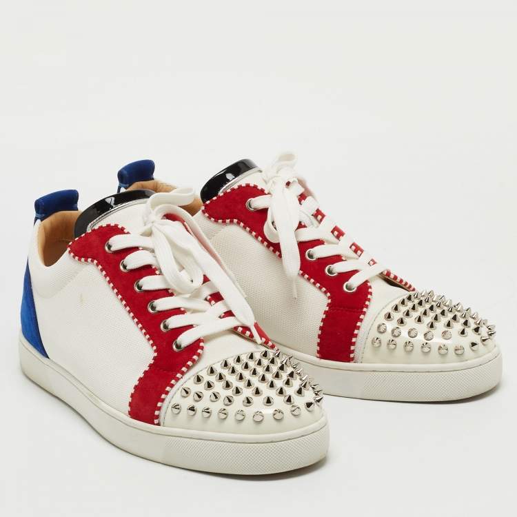 مملوكة مسبقًا Christian Louboutin Multicolor Suede and Patent Louis Junior Spikes Sneakers Size 45