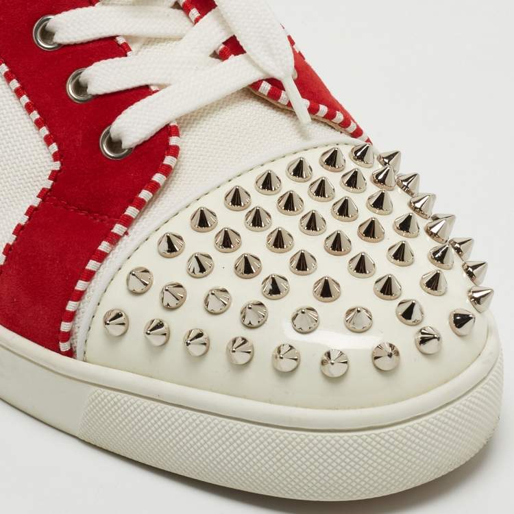 مملوكة مسبقًا Christian Louboutin Multicolor Suede and Patent Louis Junior Spikes Sneakers Size 45