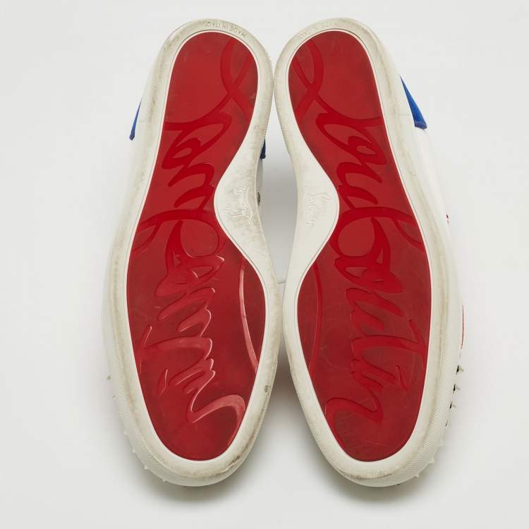 مملوكة مسبقًا Christian Louboutin Multicolor Suede and Patent Louis Junior Spikes Sneakers Size 45