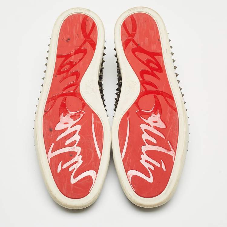 Pre Owned Christian Louboutin Metallic Python Spike Pik Boat Sneakers Size 43