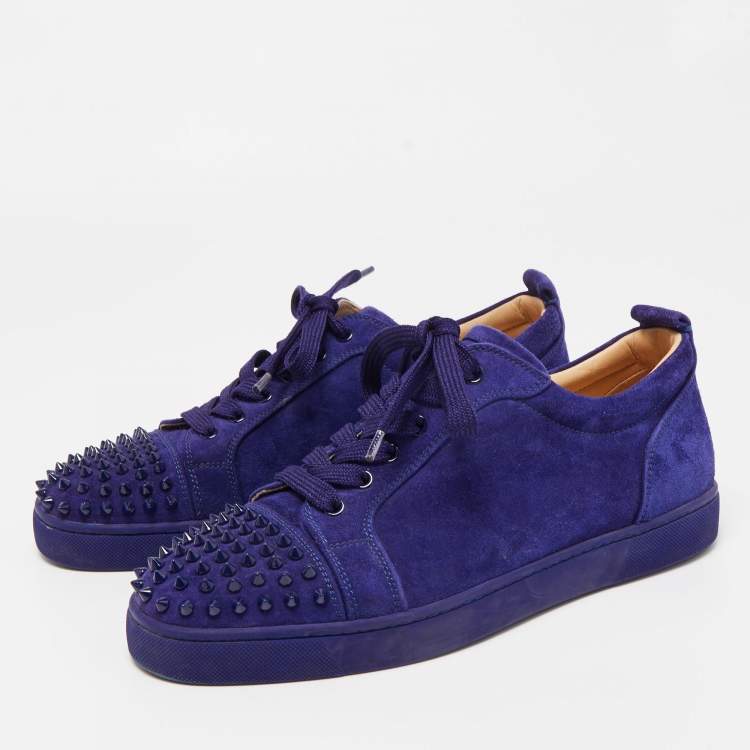 Christian Louboutin Blue Suede Louis Spikes High Top Sneakers Size 43