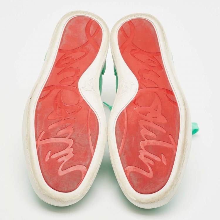 Pre Owned Christian Louboutin green Suede Rantulow Low Top Sneakers Size 41.5