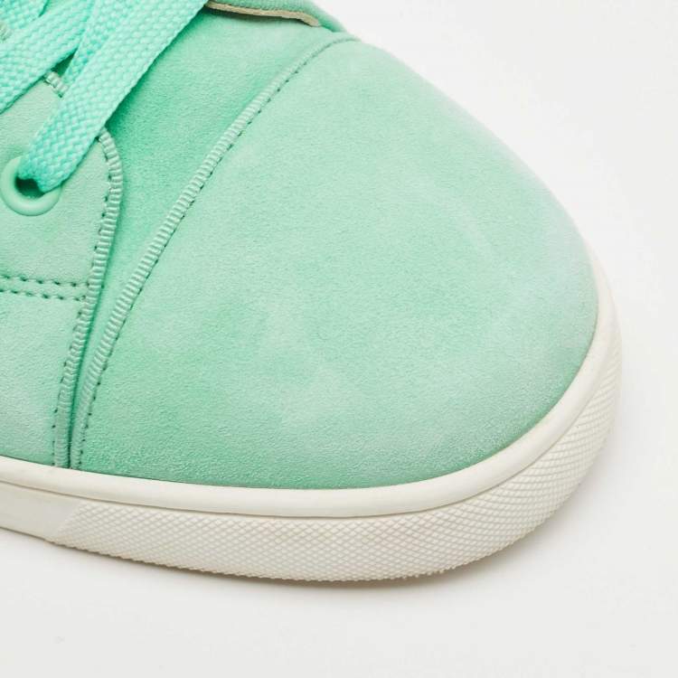 Pre Owned Christian Louboutin green Suede Rantulow Low Top Sneakers Size 41.5