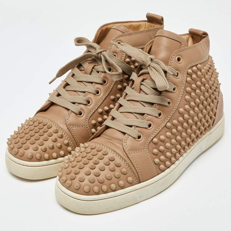 Christian Louboutin Gold Leather Louis Spike High Top Sneakers