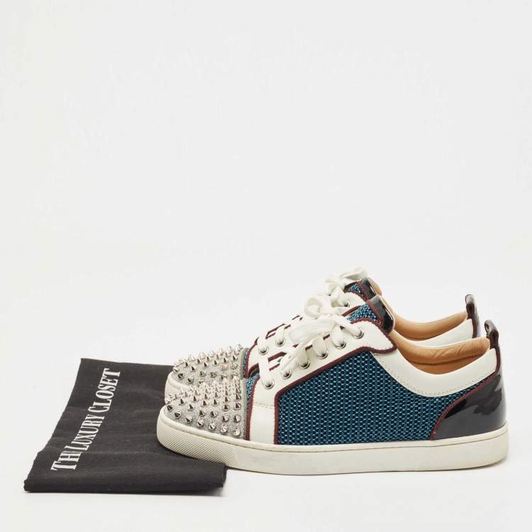 Pre Owned Christian Louboutin Multicolor Leather and Mesh Louis Junior Spikes Sneakers Size 40.5