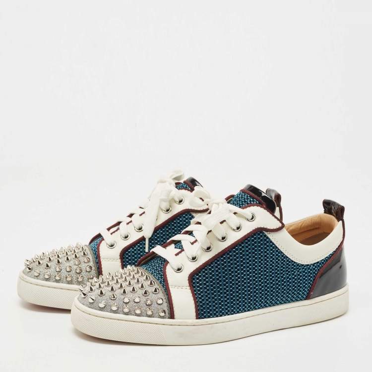 Christian Louboutin Blue Suede Louis Junior Spikes Sneakers Size 40.5 Christian  Louboutin