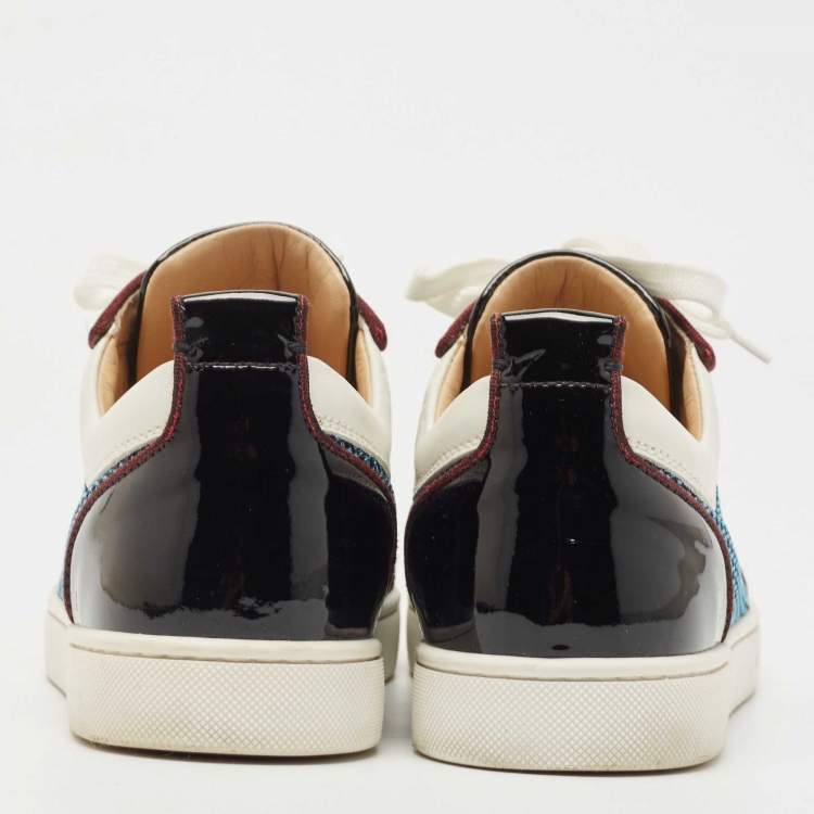 Pre Owned Christian Louboutin Multicolor Leather and Mesh Louis Junior Spikes Sneakers Size 40.5