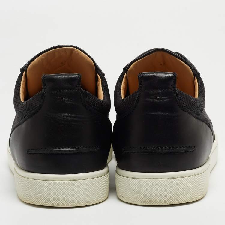 Pre Owned Christian Louboutin Black Leather and Canvas Low Top Sneakers Size 42 
