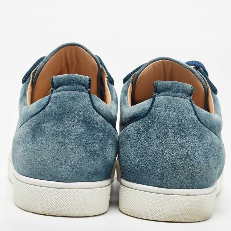 Pre Owned Christian Louboutin Blue Suede Louis junior Spike Low Top Sneakers Size 42