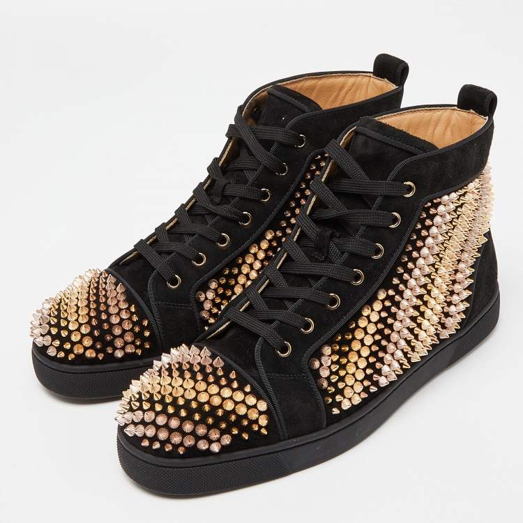 Christian Louboutin Black Suede And Patent Leather Louis Spikes