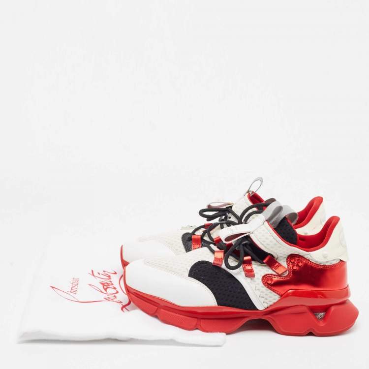 Pre Owned Christian Louboutin Multicolor Leather and Fabric Runner Flat Chunky Sneakers Size 41