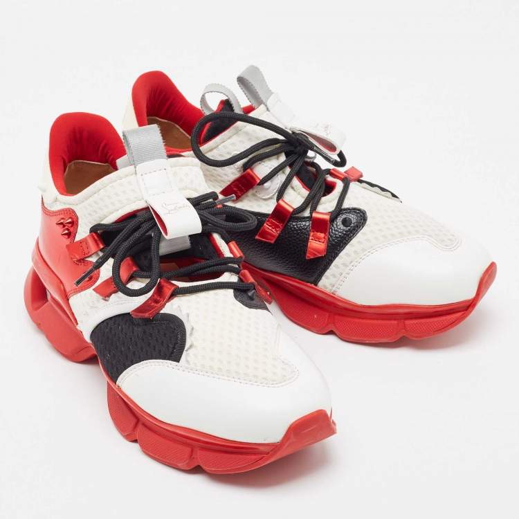 Pre Owned Christian Louboutin Multicolor Leather and Fabric Runner Flat Chunky Sneakers Size 41