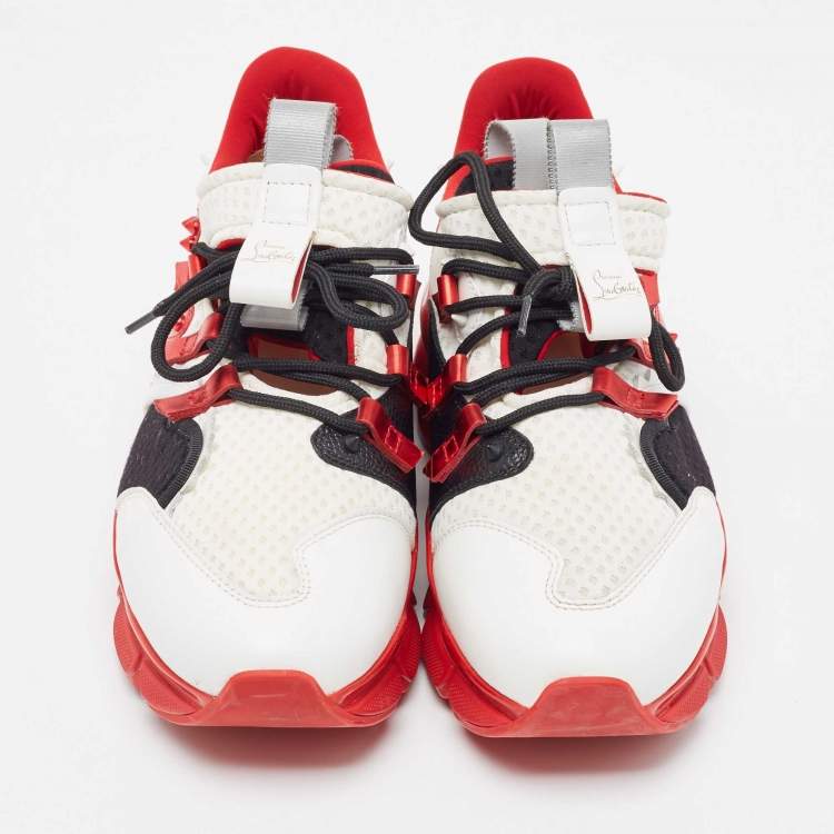 Pre Owned Christian Louboutin Multicolor Leather and Fabric Runner Flat Chunky Sneakers Size 41
