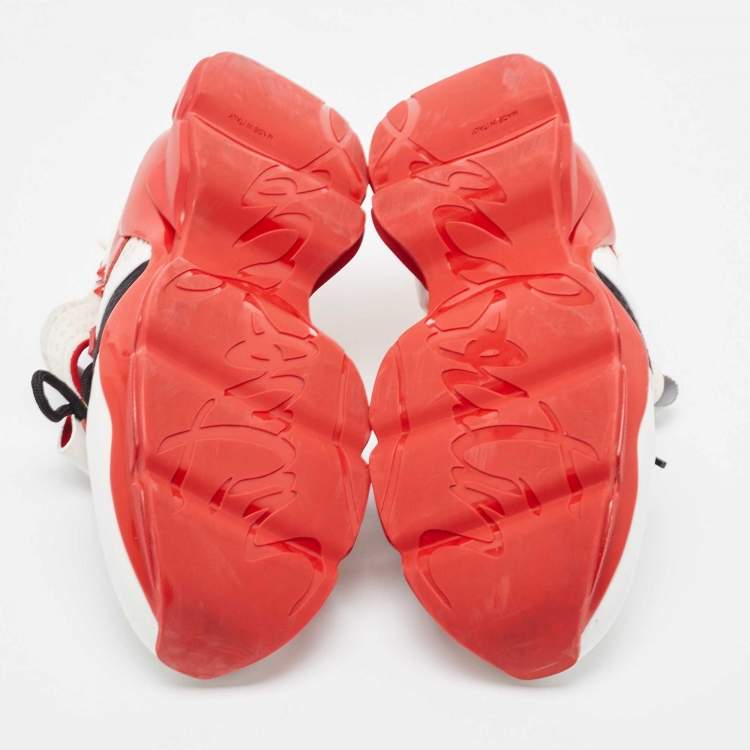 Pre Owned Christian Louboutin Multicolor Leather and Fabric Runner Flat Chunky Sneakers Size 41