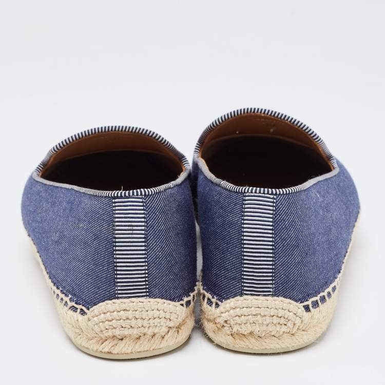 Pre Owned Christian Louboutin Blue Denim Slip On Espadrille Size 39