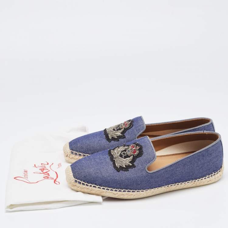 Pre Owned Christian Louboutin Blue Denim Slip On Espadrille Size 39