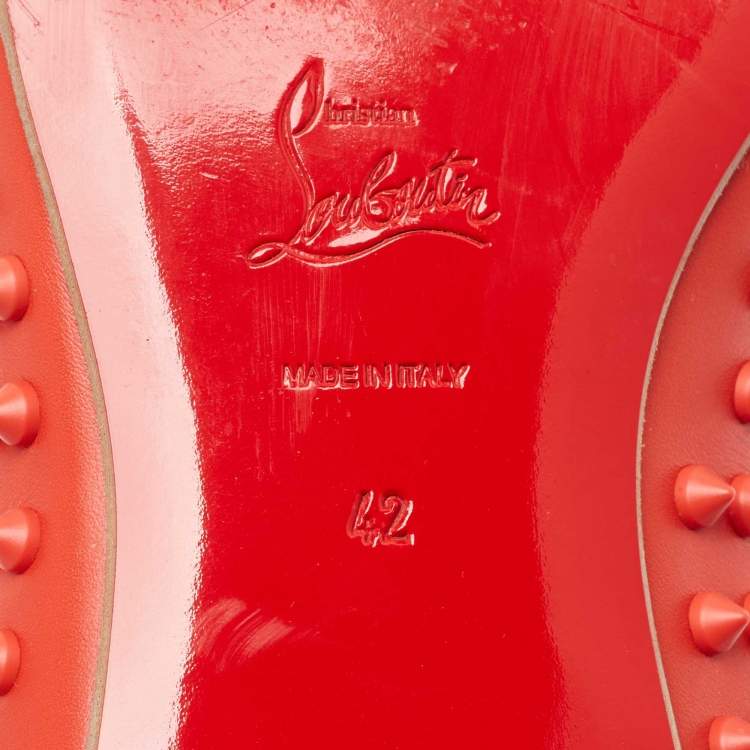 مملوكة مسبقًا Christian Louboutin Red Leather Rollerboy Spikes Slip On Smoking Slippers Size 42