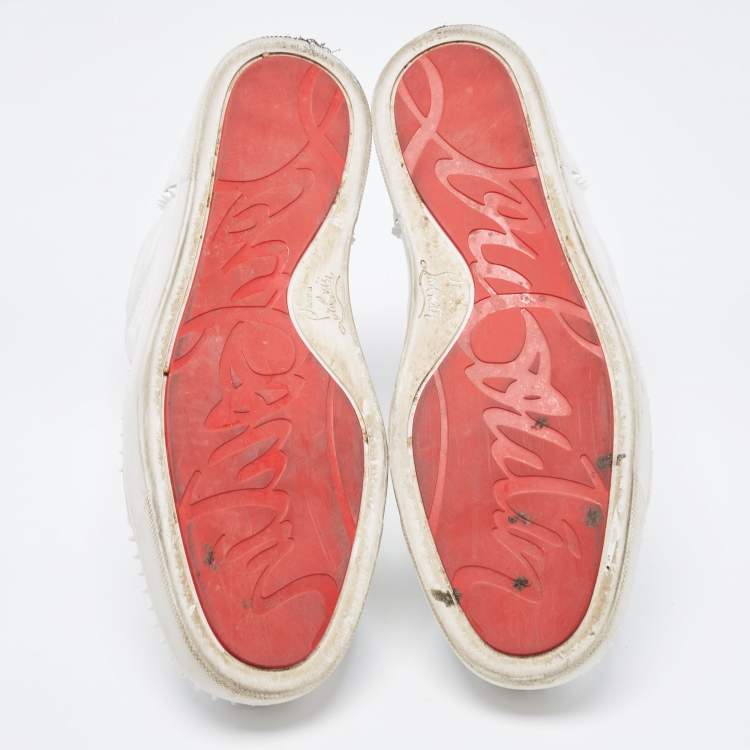 مملوكة مسبقًا Christian Louboutin White Leather High Top Sneakers Size 43