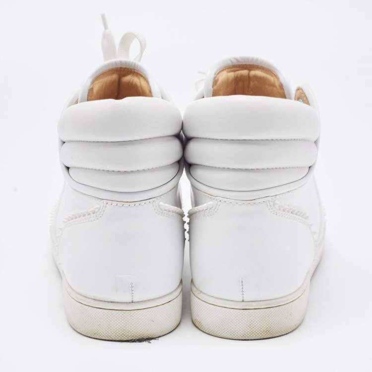 مملوكة مسبقًا Christian Louboutin White Leather High Top Sneakers Size 43