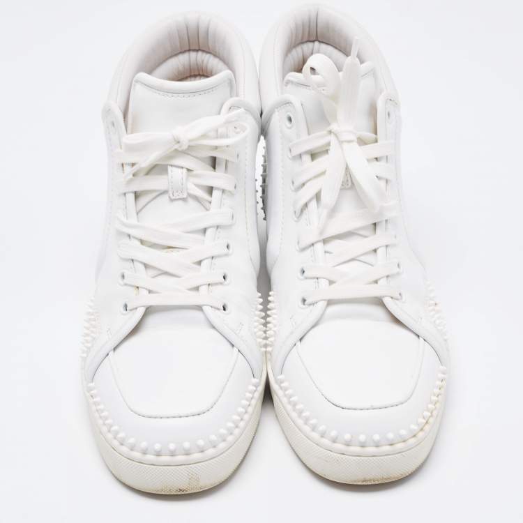 مملوكة مسبقًا Christian Louboutin White Leather High Top Sneakers Size 43