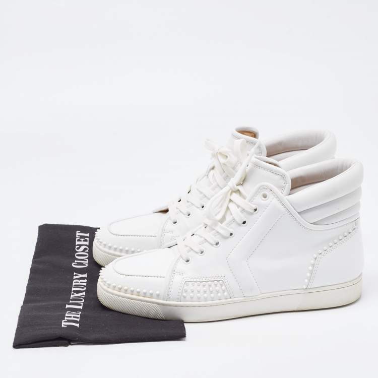 مملوكة مسبقًا Christian Louboutin White Leather High Top Sneakers Size 43