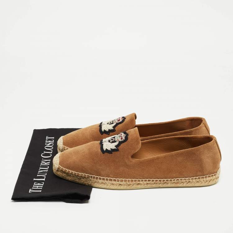 Pre Owned Christian Louboutin Brown Suede Nanou Orlato Espadrille Flats Size 46