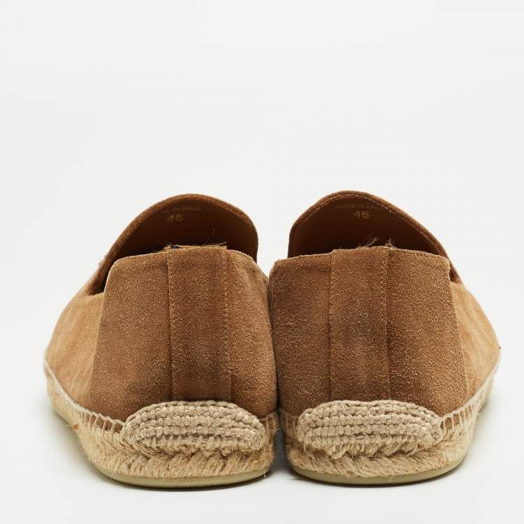 Pre Owned Christian Louboutin Brown Suede Nanou Orlato Espadrille Flats Size 46