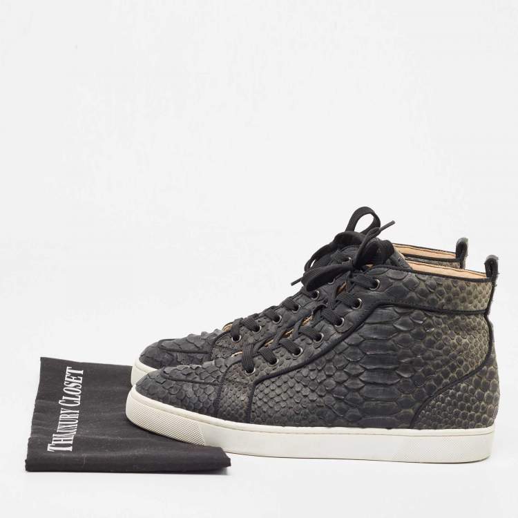 Pre Owned Christian Louboutin Two Tone Python Rantus Orlato High Top Sneakers Size 43