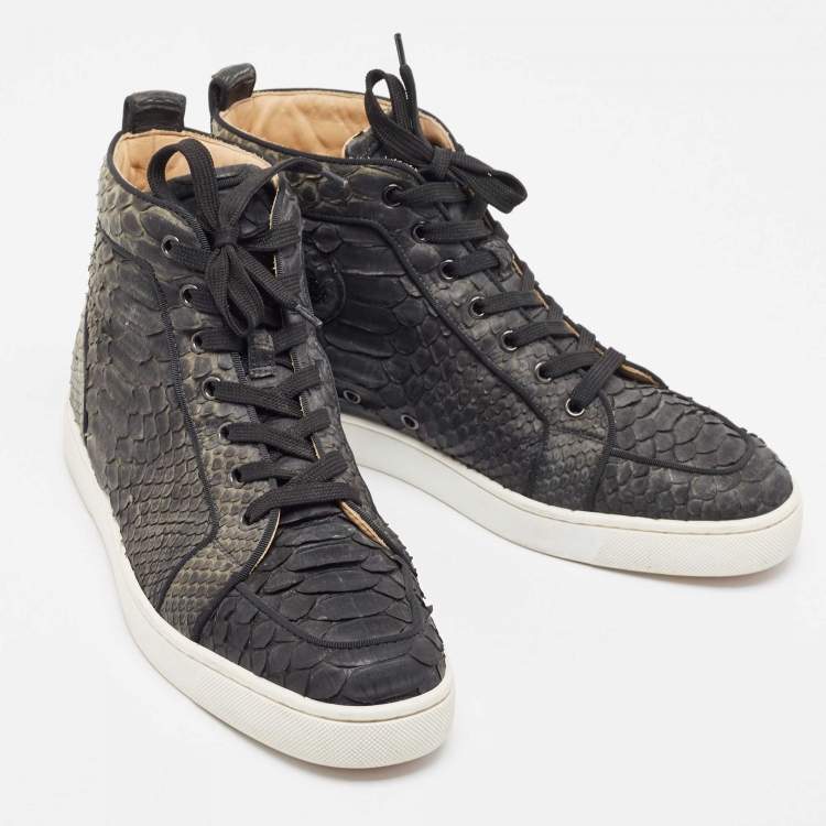 Pre Owned Christian Louboutin Two Tone Python Rantus Orlato High Top Sneakers Size 43