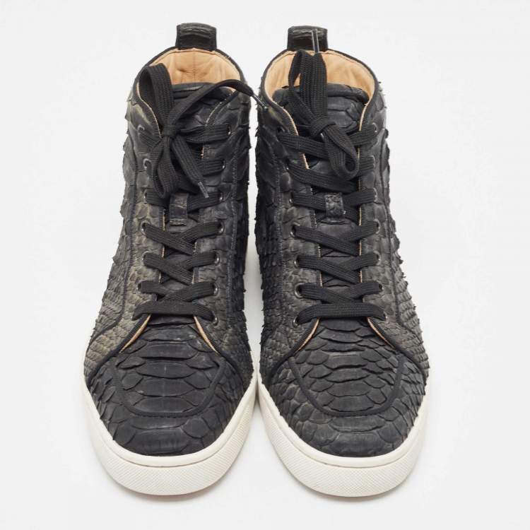 Pre Owned Christian Louboutin Two Tone Python Rantus Orlato High Top Sneakers Size 43