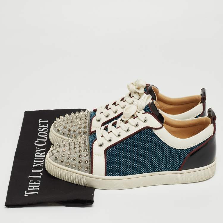 Pre Owned Christian Louboutin Multicolor Mesh and Leather Louis Junior Spikes Sneakers Size 42