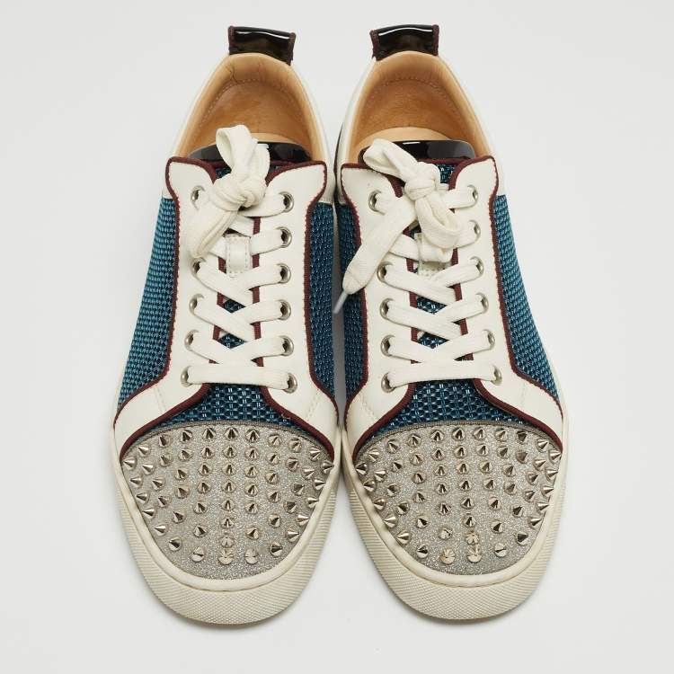 Pre Owned Christian Louboutin Multicolor Mesh and Leather Louis Junior Spikes Sneakers Size 42
