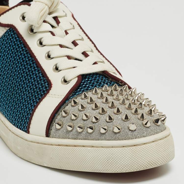 Pre Owned Christian Louboutin Multicolor Mesh and Leather Louis Junior Spikes Sneakers Size 42