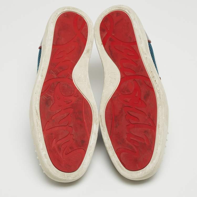 Pre Owned Christian Louboutin Multicolor Mesh and Leather Louis Junior Spikes Sneakers Size 42