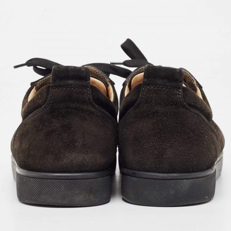Pre Owned Christian Louboutin Black Suede Louis Junior Spike Low Top Sneakers Size 43.5