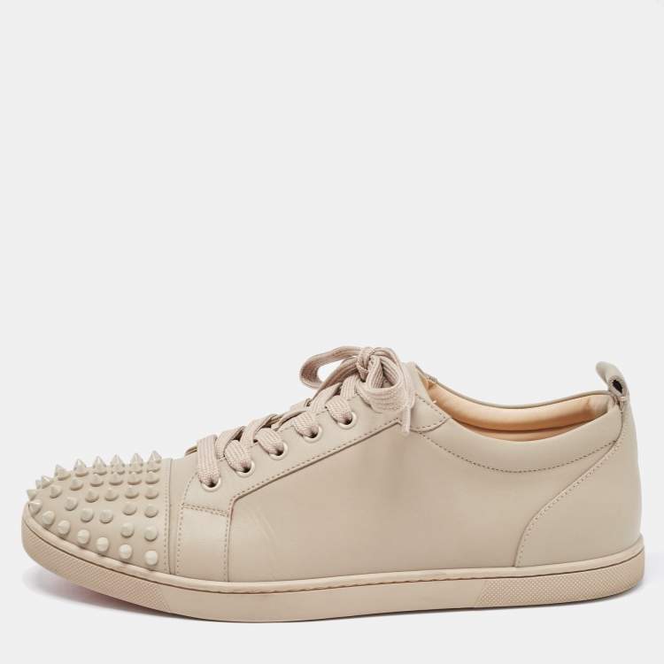 Louboutin Beige Leather Louis Junior Spike Sneakers Size 43