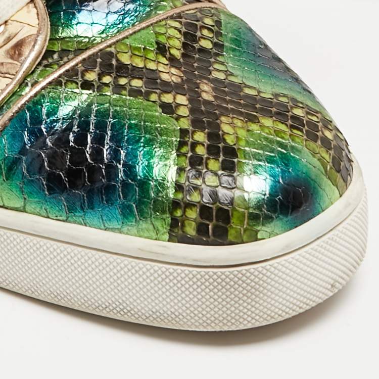 Pre Owned  Christian Louboutin Multicolor Python Louis Orlato High Top Sneakers Size 44.5