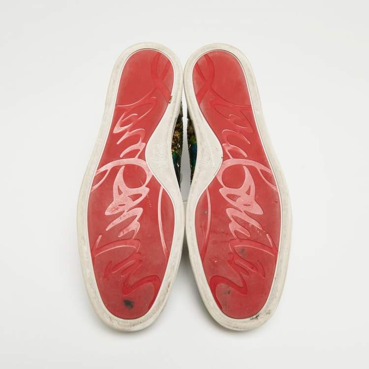 Pre Owned  Christian Louboutin Multicolor Python Louis Orlato High Top Sneakers Size 44.5