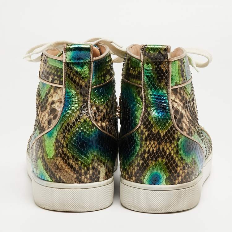 Pre Owned  Christian Louboutin Multicolor Python Louis Orlato High Top Sneakers Size 44.5