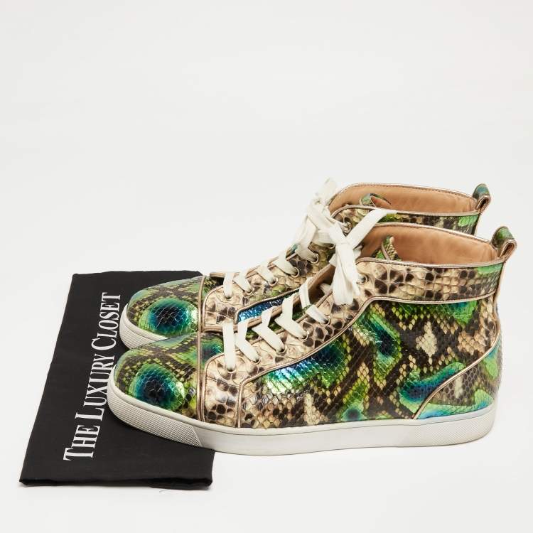 Pre Owned  Christian Louboutin Multicolor Python Louis Orlato High Top Sneakers Size 44.5