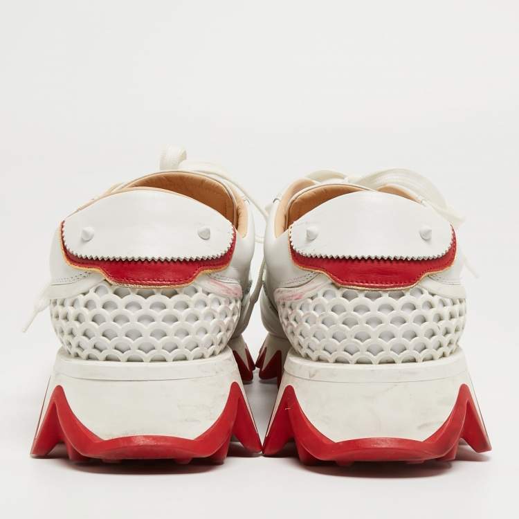 Pre Owned Christian Louboutin White Leather Loubishark Sneakers Size 44 