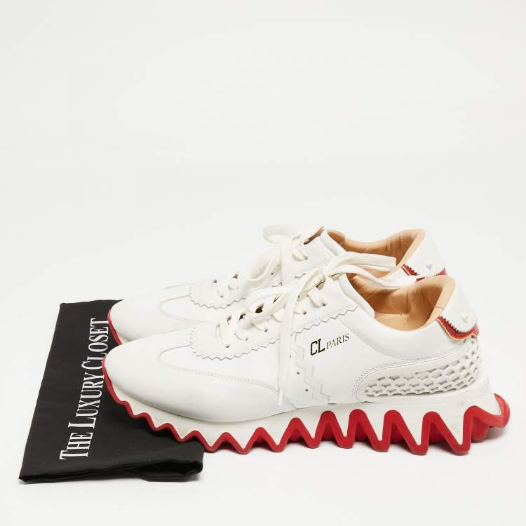 Pre Owned Christian Louboutin White Leather Loubishark Sneakers Size 44 