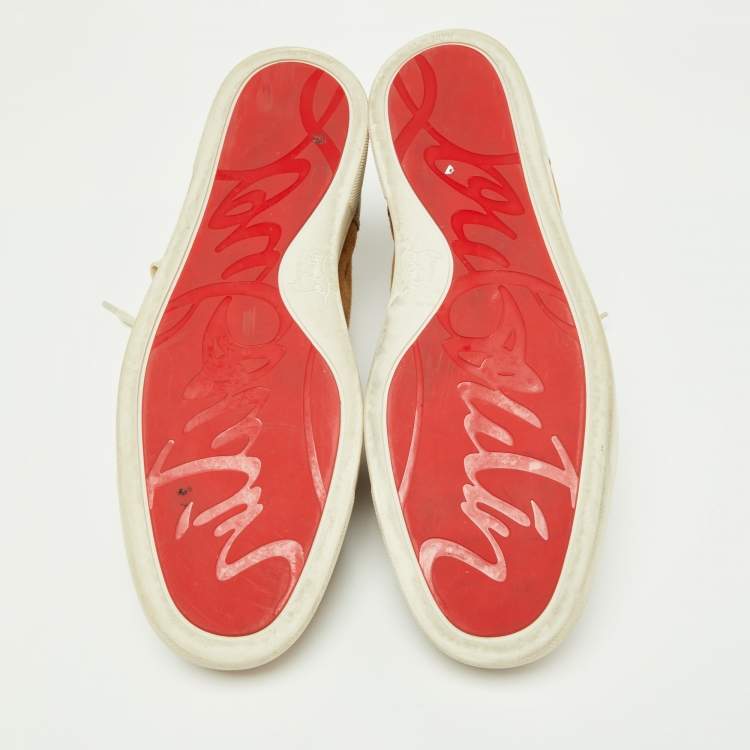 Pre Owned Christian Louboutin Brown Suede and Leather Orlato Low Top Sneakers 45